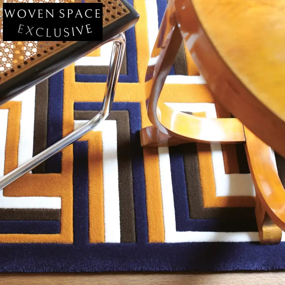 Modern Simple Rectangle Maze Pattern Polyester Area Rug for Living Room Kids