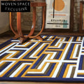 Modern Simple Rectangle Maze Pattern Polyester Area Rug for Living Room Kids
