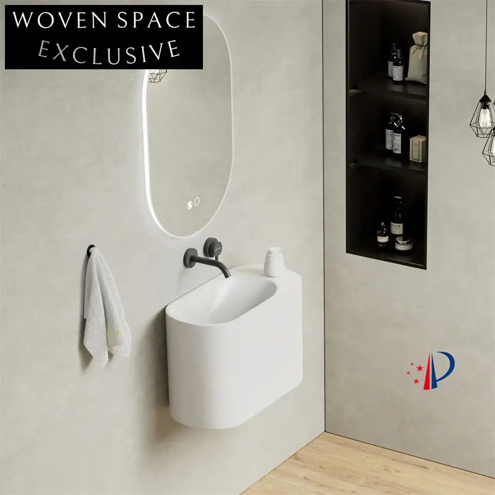 Modern Simple Wall Mount Artificial Stone Solid Surface Bathroom Sink