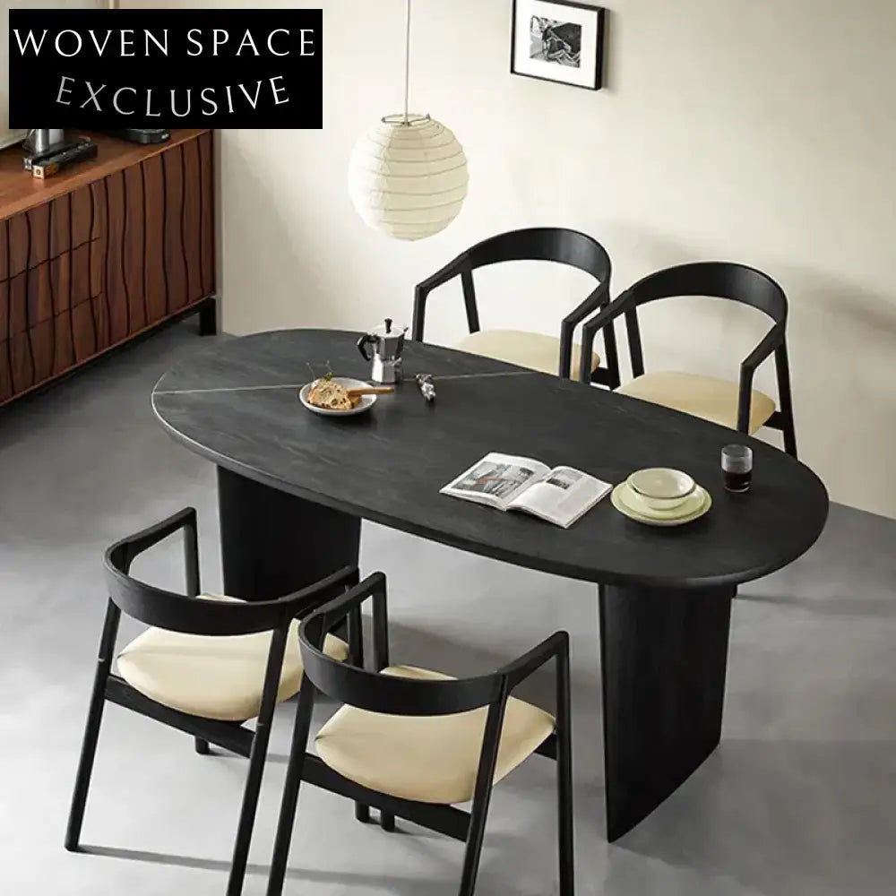 Modern Simple Wooden Black 6-Seat Restaurant Hotel Canteen Dining Table