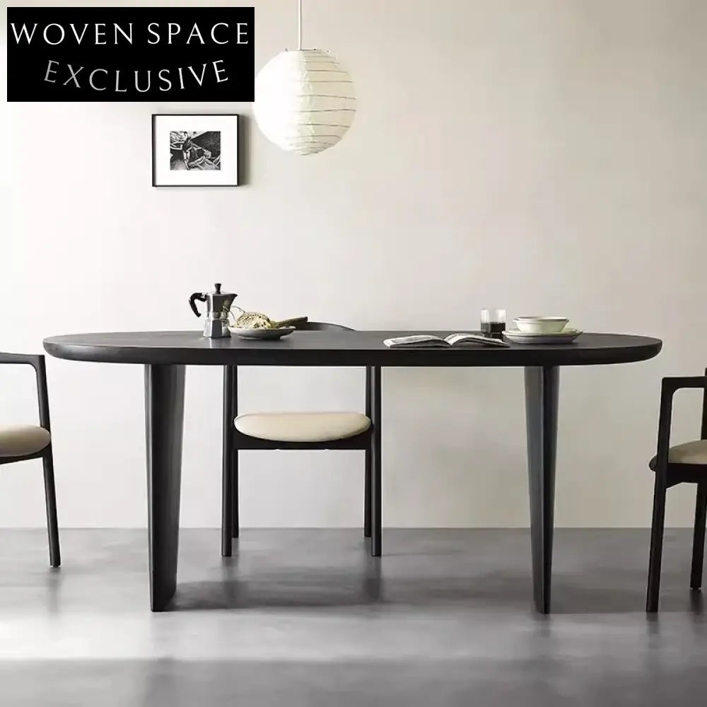 Modern Simple Wooden Black 6-Seat Restaurant Hotel Canteen Dining Table