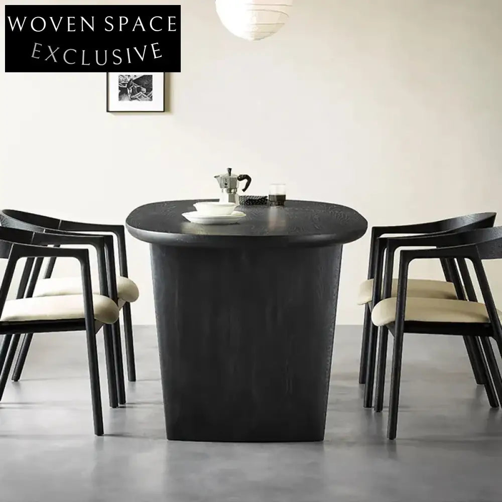 Modern Simple Wooden Black 6-Seat Restaurant Hotel Canteen Dining Table
