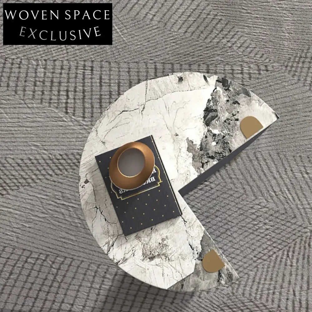 Modern Sintered Stone Round Coffee Table with Golden Stainless Steel Base