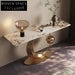 Modern Slim Rectangle Slate Top Console Table with Elegant Gold Base