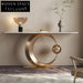 Modern Slim Rectangle Slate Top Console Table with Elegant Gold Base