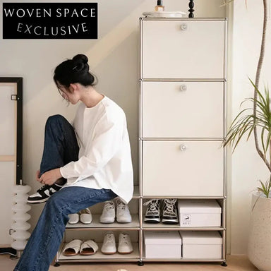 Modern Slim Steel Lockable Entryway Shoe Storage Cabinet for Home