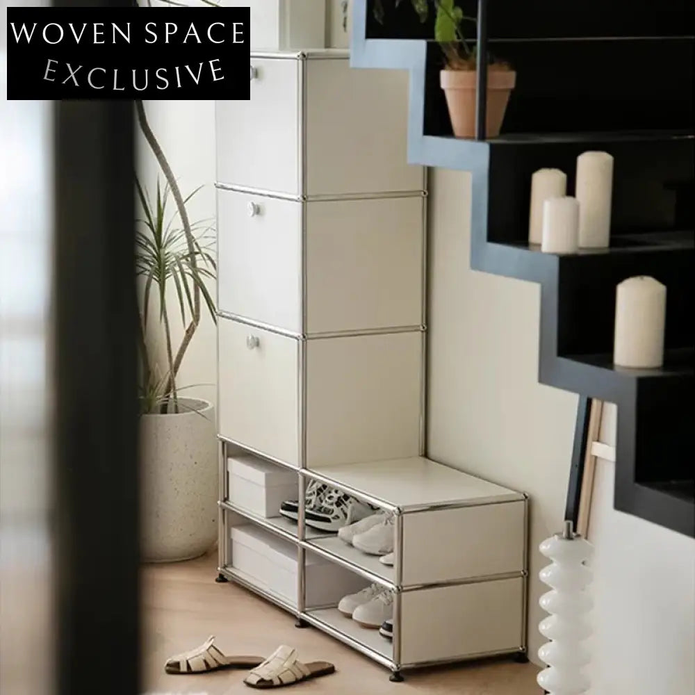 Modern Slim Steel Lockable Entryway Shoe Storage Cabinet for Home