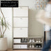 Modern Slim Steel Lockable Entryway Shoe Storage Cabinet for Home