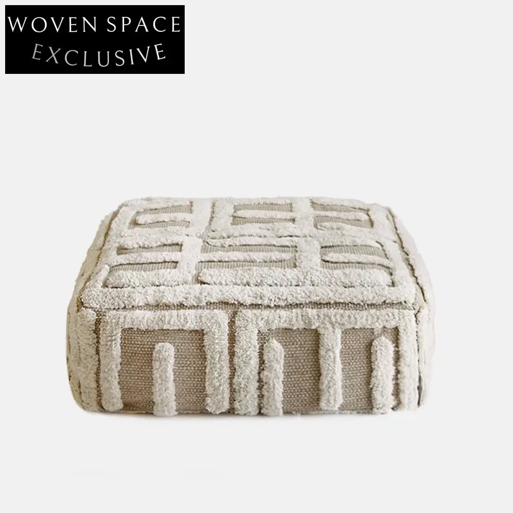 Modern Small Square Cotton Floor Ottoman for Bedroom Living Room