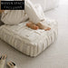 Modern Small Square Cotton Floor Ottoman for Bedroom Living Room