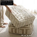 Modern Small Square Cotton Floor Ottoman for Bedroom Living Room