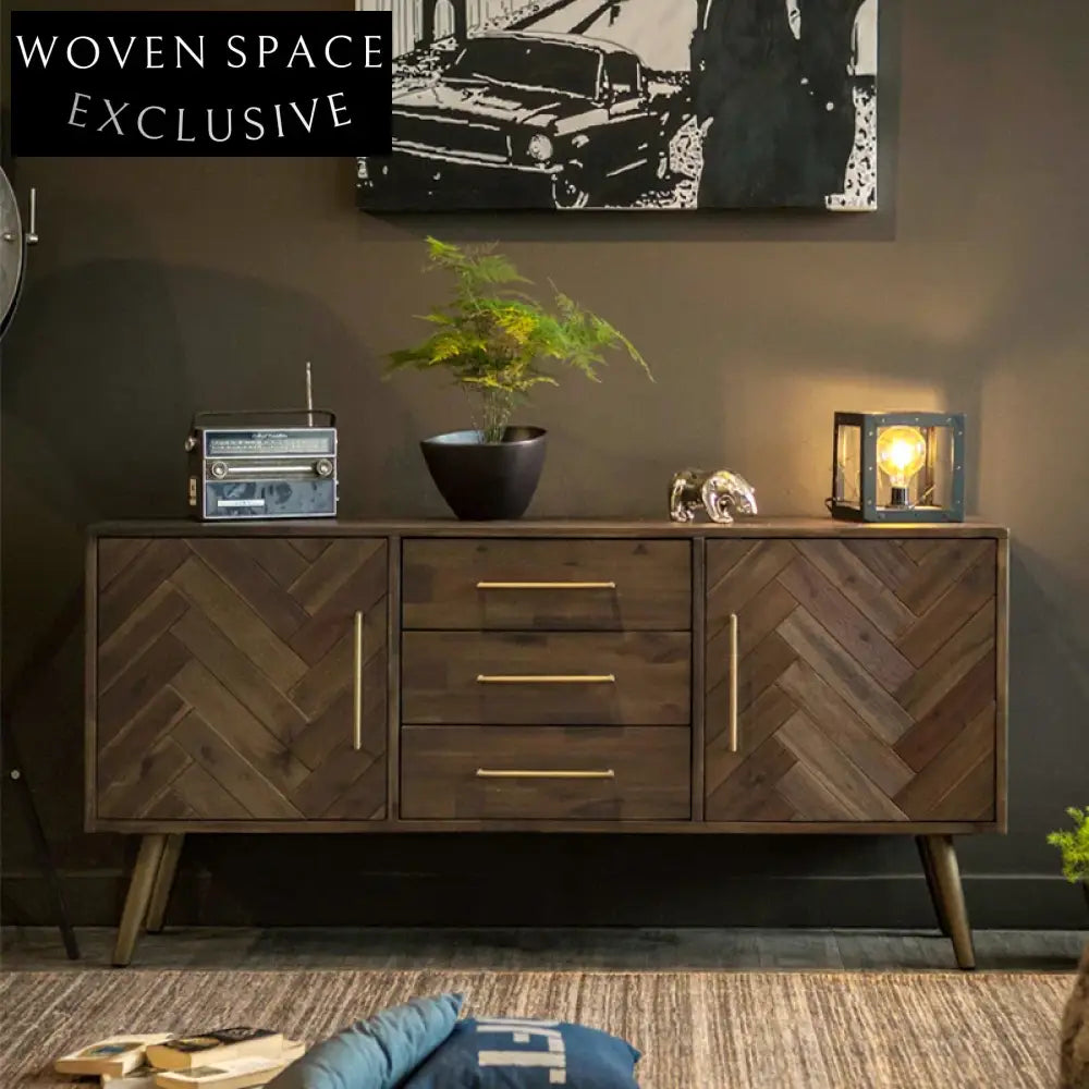 Modern Solid Ash Wood Console Cabinet with Drawers for Hallway Entryway Storage