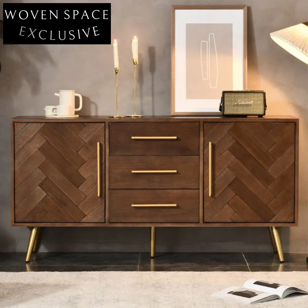 Modern Solid Ash Wood Console Cabinet with Drawers for Hallway Entryway Storage