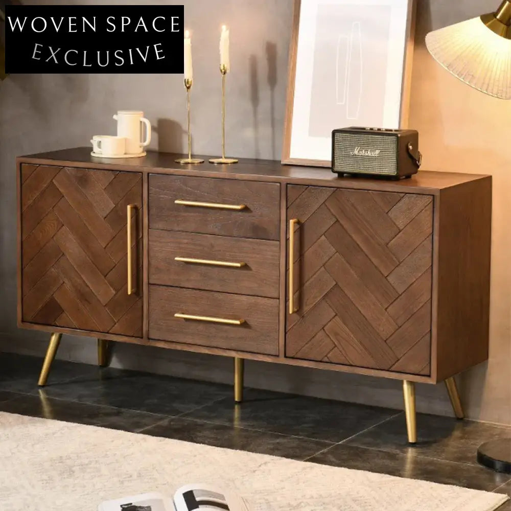 Modern Solid Ash Wood Console Cabinet with Drawers for Hallway Entryway Storage