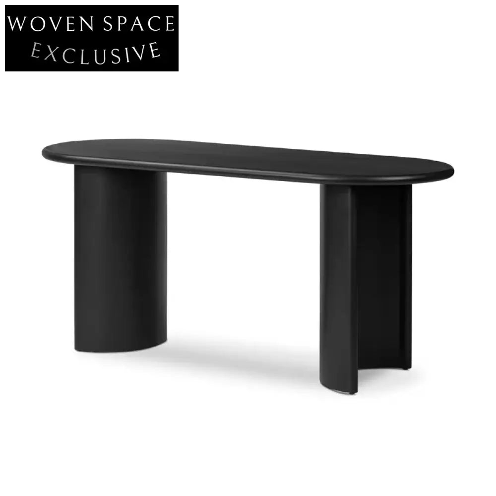 Modern Solid Ash Wood Dressing Table, Black Home Office Study Desk for Bedroom