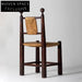 Modern Solid Ash Wood Rattan High Back Dining Chair, Walnut Finish