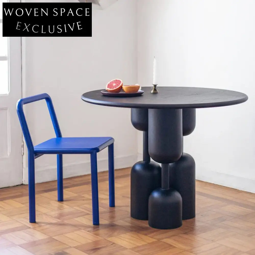 Modern Solid Ash Wood Round Dining Table with Creative Design Base