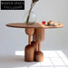 Modern Solid Ash Wood Round Dining Table with Creative Design Base