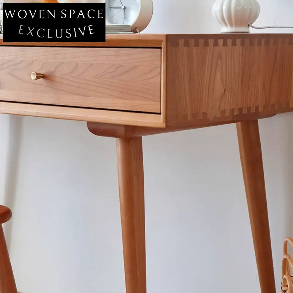 Modern Solid Cherry Wood Home Office Computer Desk with Storage Drawers