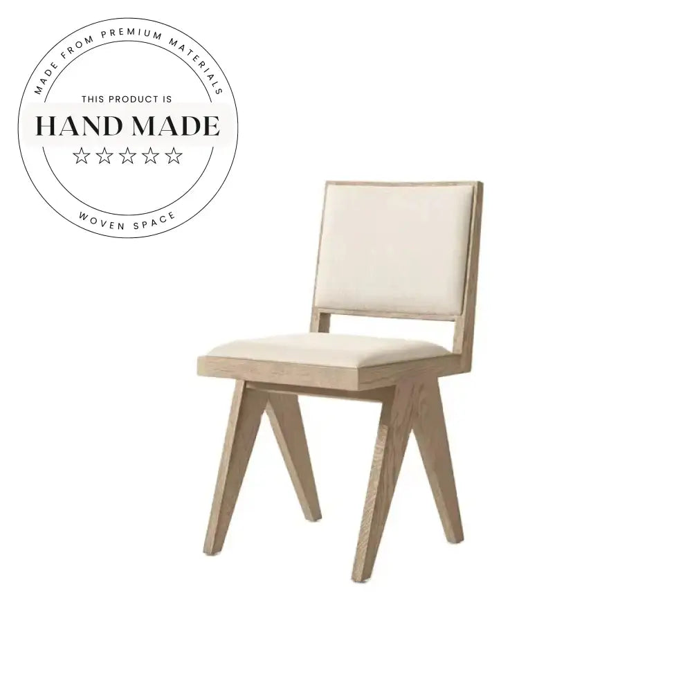 Modern Solid Oak Upholstered Chandigarh Rattan Dining Chair