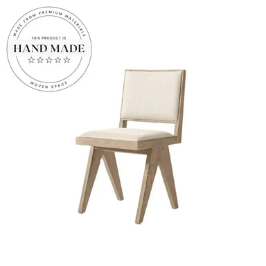 Modern Solid Oak Upholstered Chandigarh Rattan Dining Chair