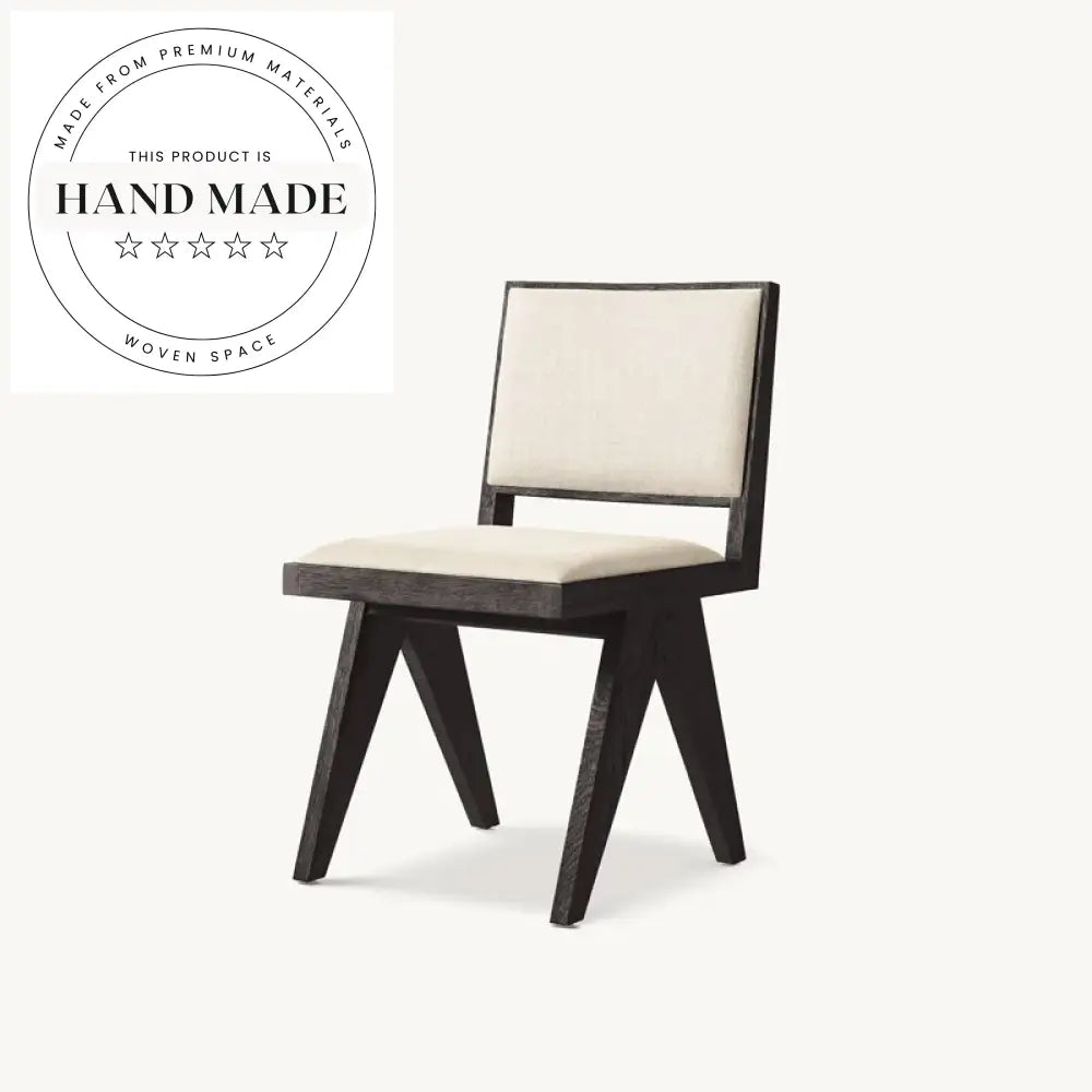 Modern Solid Oak Upholstered Chandigarh Rattan Dining Chair