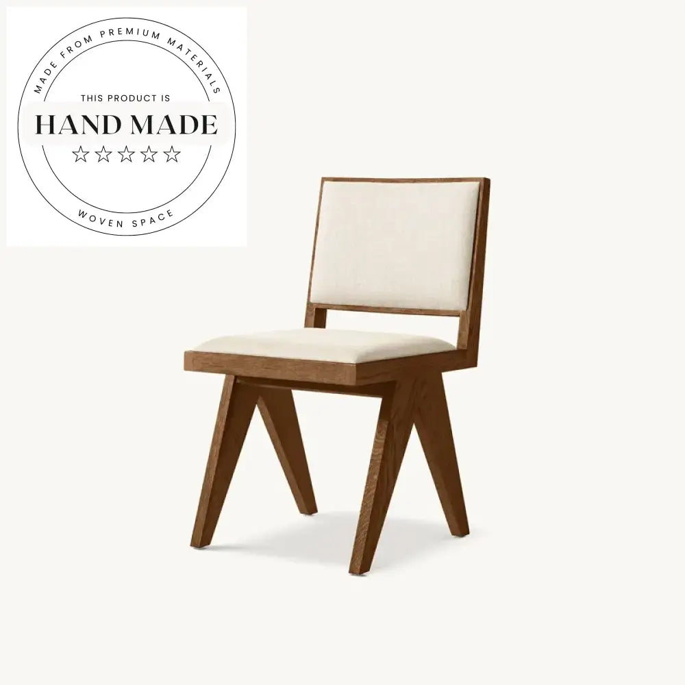 Modern Solid Oak Upholstered Chandigarh Rattan Dining Chair