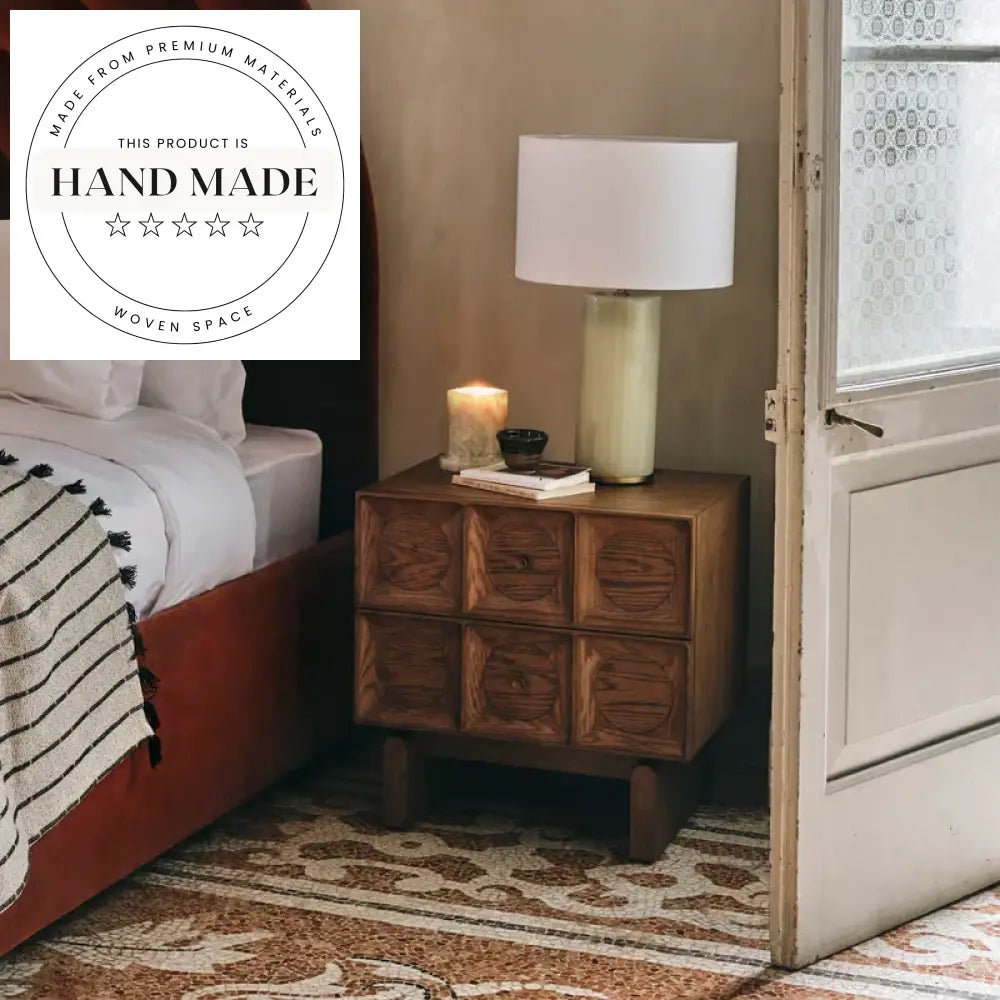 Modern Solid Oak Wood 2 Drawer Bedside Storage Nightstand