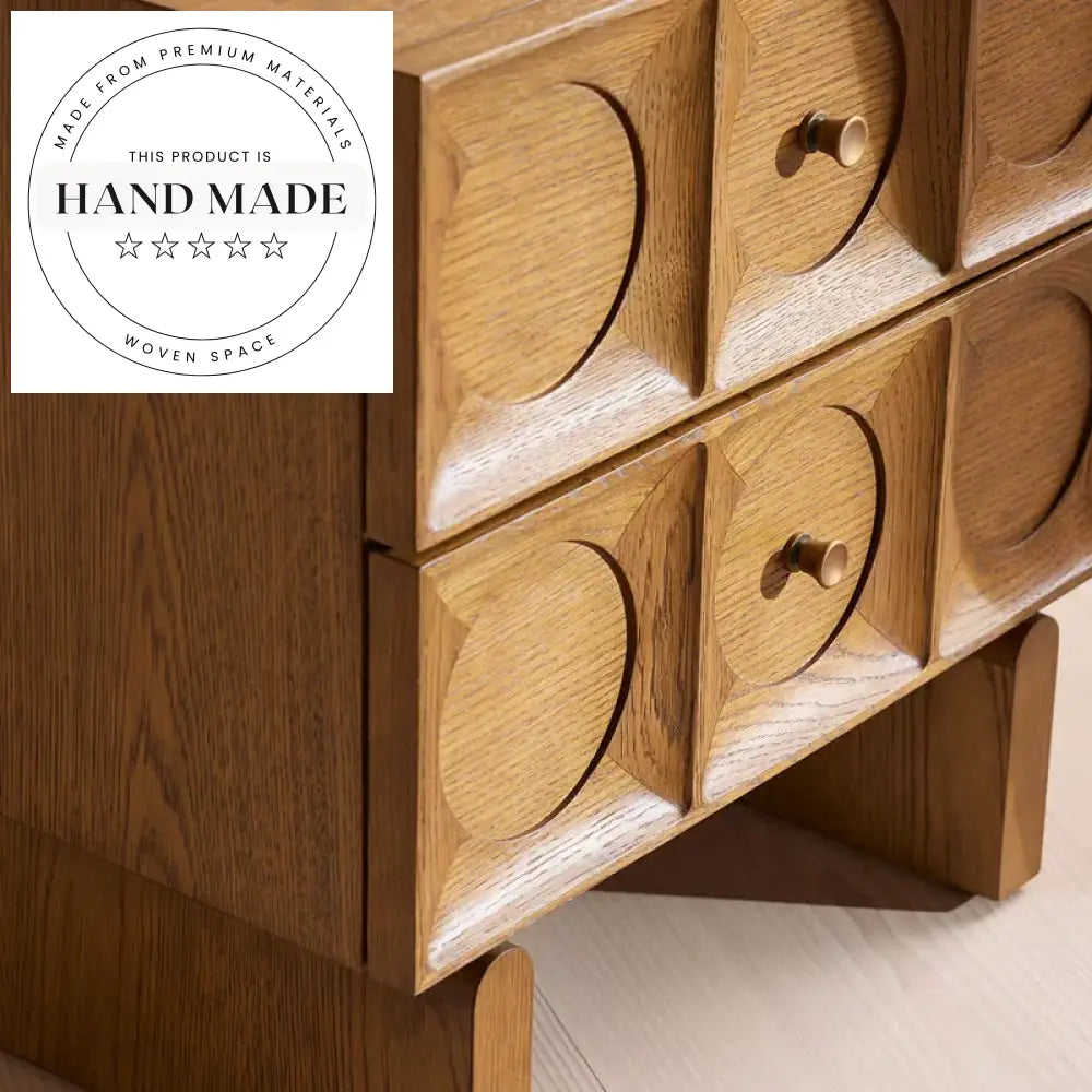 Modern Solid Oak Wood 2 Drawer Bedside Storage Nightstand