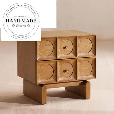 Modern Solid Oak Wood 2 Drawer Bedside Storage Nightstand