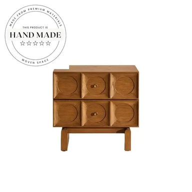 Modern Solid Oak Wood 2 Drawer Bedside Storage Nightstand