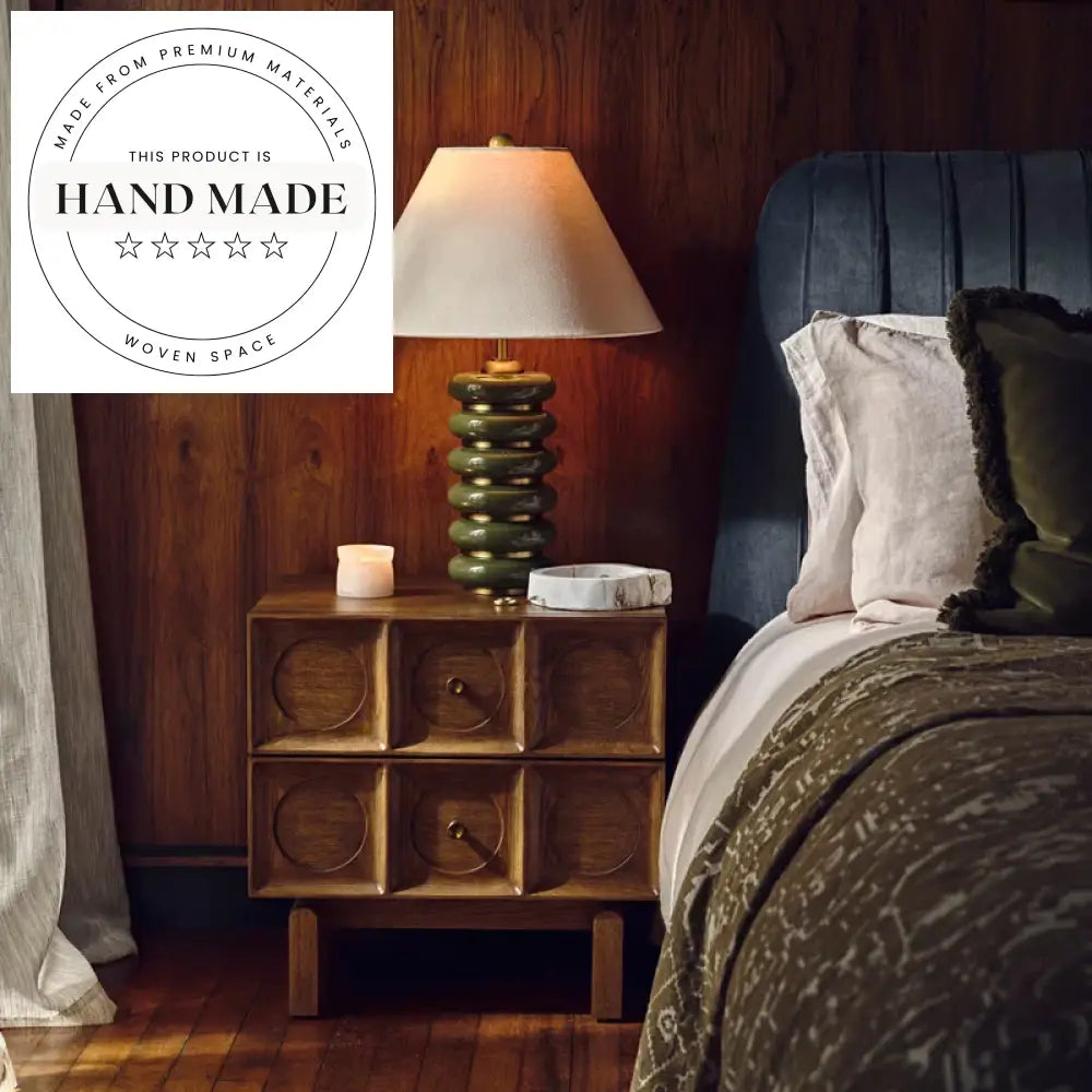 Modern Solid Oak Wood 2 Drawer Bedside Storage Nightstand