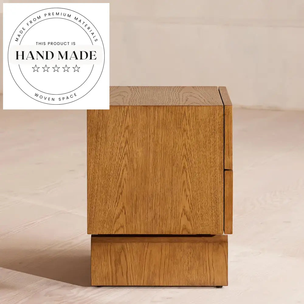 Modern Solid Oak Wood 2 Drawer Bedside Storage Nightstand