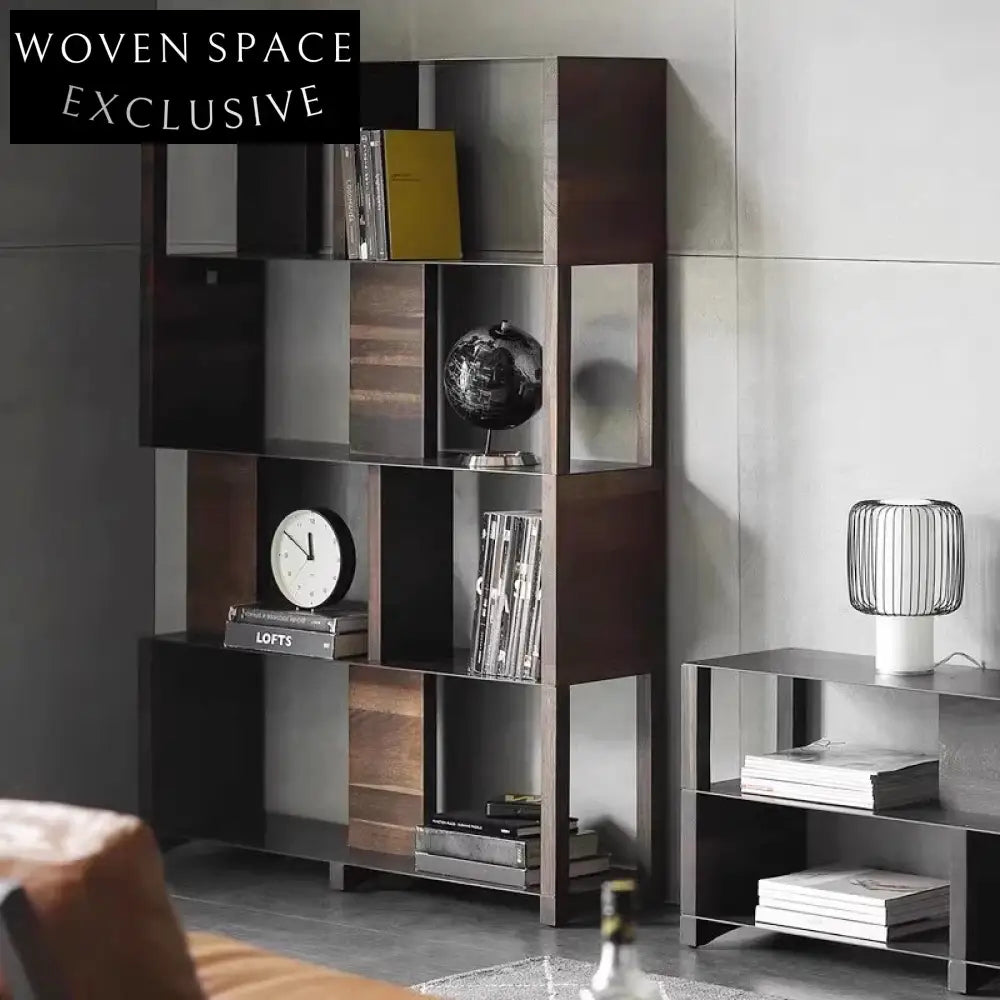 Modern Solid Oak Wood Bookshelf, Decorative Living Room Display Cabinet