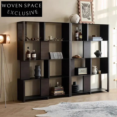 Modern Solid Oak Wood Bookshelf, Decorative Living Room Display Cabinet