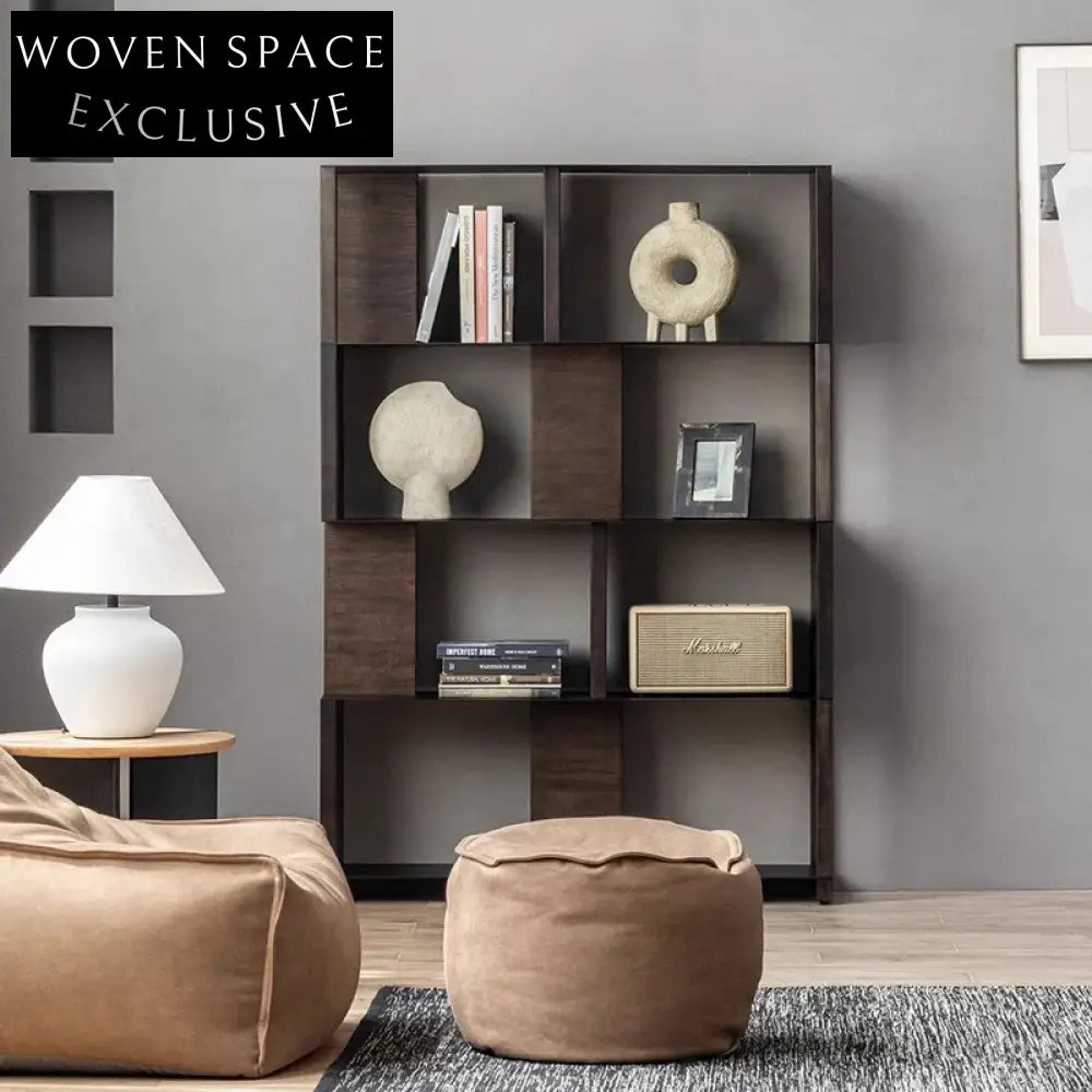 Modern Solid Oak Wood Bookshelf, Decorative Living Room Display Cabinet