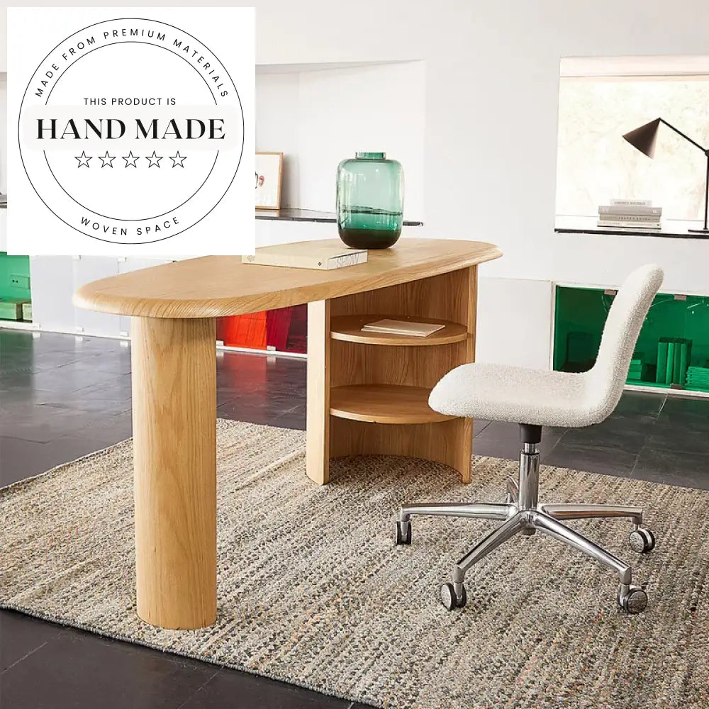 Modern Solid Oak Wood Executive Office and Study Writing Desk