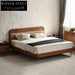 Modern Solid Oak Wood High Headboard Upholstered Bedroom Platform Bed Frame