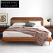 Modern Solid Oak Wood High Headboard Upholstered Bedroom Platform Bed Frame