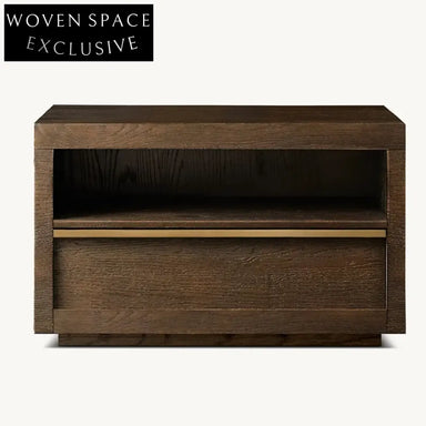 Modern Solid Oak Wood Minimalist Bedside Table with Drawer Storage Nightstand