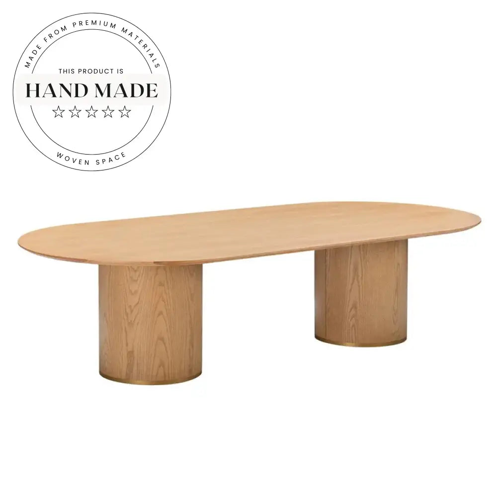 Modern Solid Oak Wood Oval Minimalist Kitchen Dining Table