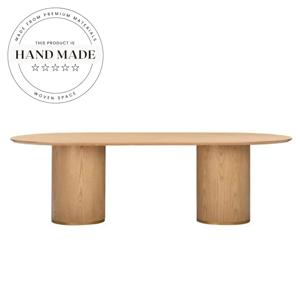 Modern Solid Oak Wood Oval Minimalist Kitchen Dining Table