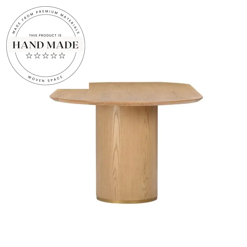 Modern Solid Oak Wood Oval Minimalist Kitchen Dining Table