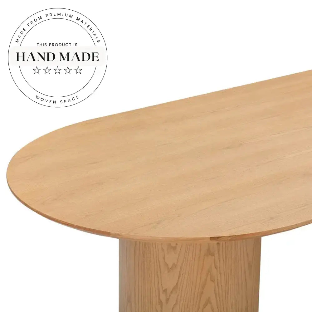 Modern Solid Oak Wood Oval Minimalist Kitchen Dining Table