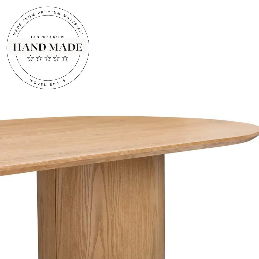 Modern Solid Oak Wood Oval Minimalist Kitchen Dining Table