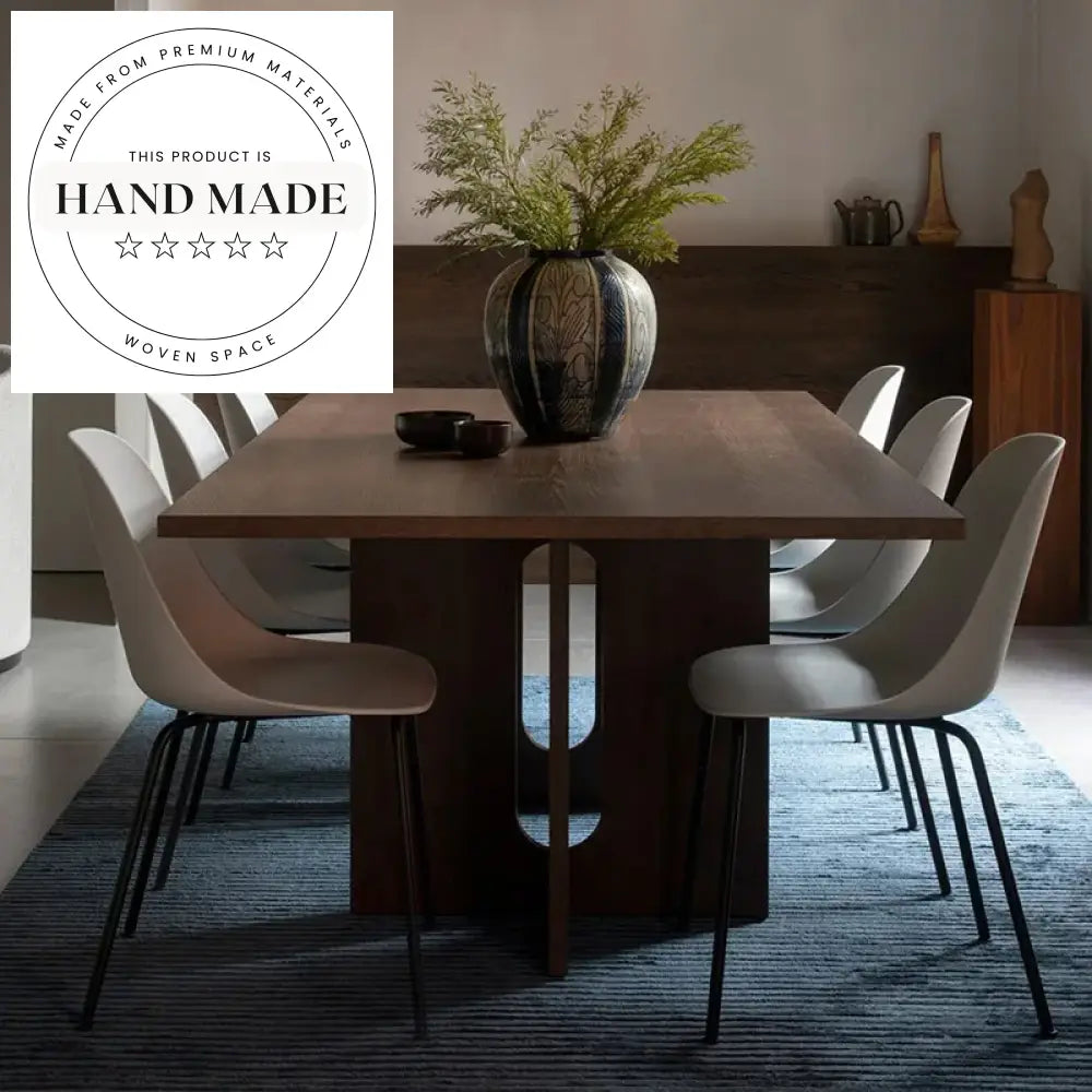 Modern Solid Oak Wood Rectangle Seating for Six Eight Dining Table