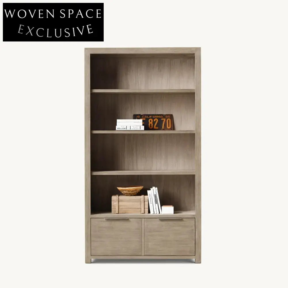 Modern Solid Oak Wood Wall Bookcase Display Sideboard for Home Decor Living Room