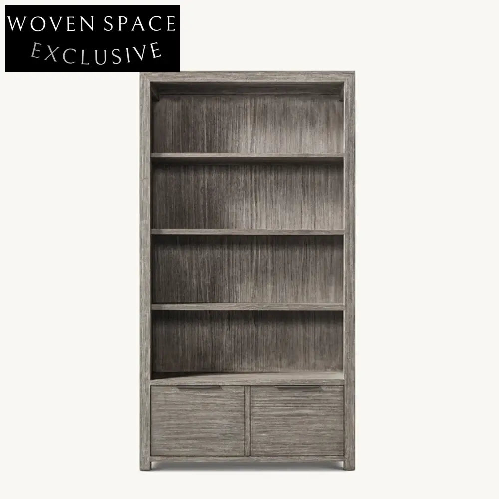 Modern Solid Oak Wood Wall Bookcase Display Sideboard for Home Decor Living Room