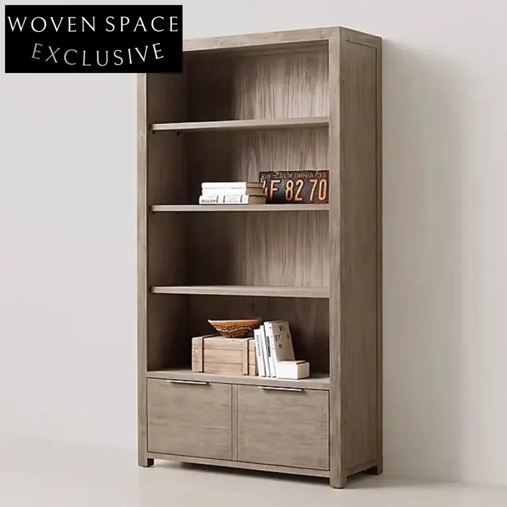 Modern Solid Oak Wood Wall Bookcase Display Sideboard for Home Decor Living Room