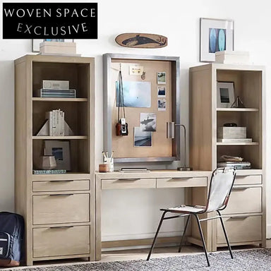 Modern Solid Oak Wood Wall Bookcase Display Sideboard for Home Decor Living Room